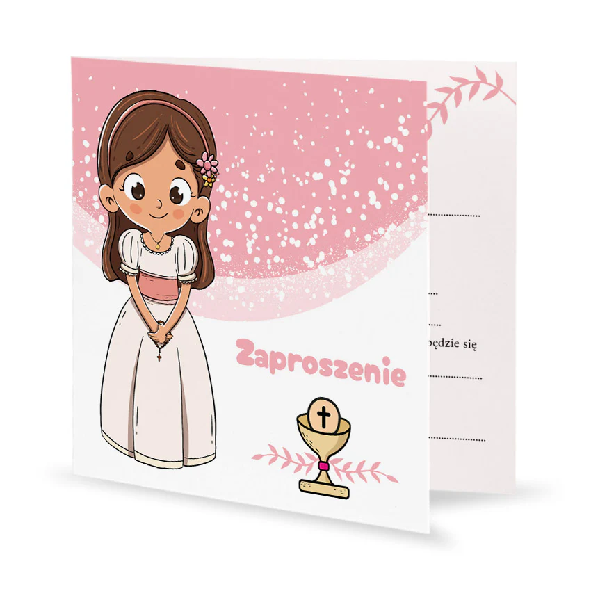 Zaproszenie 15 x 15 cm - I Komunia Święta Akwarela - Image 9