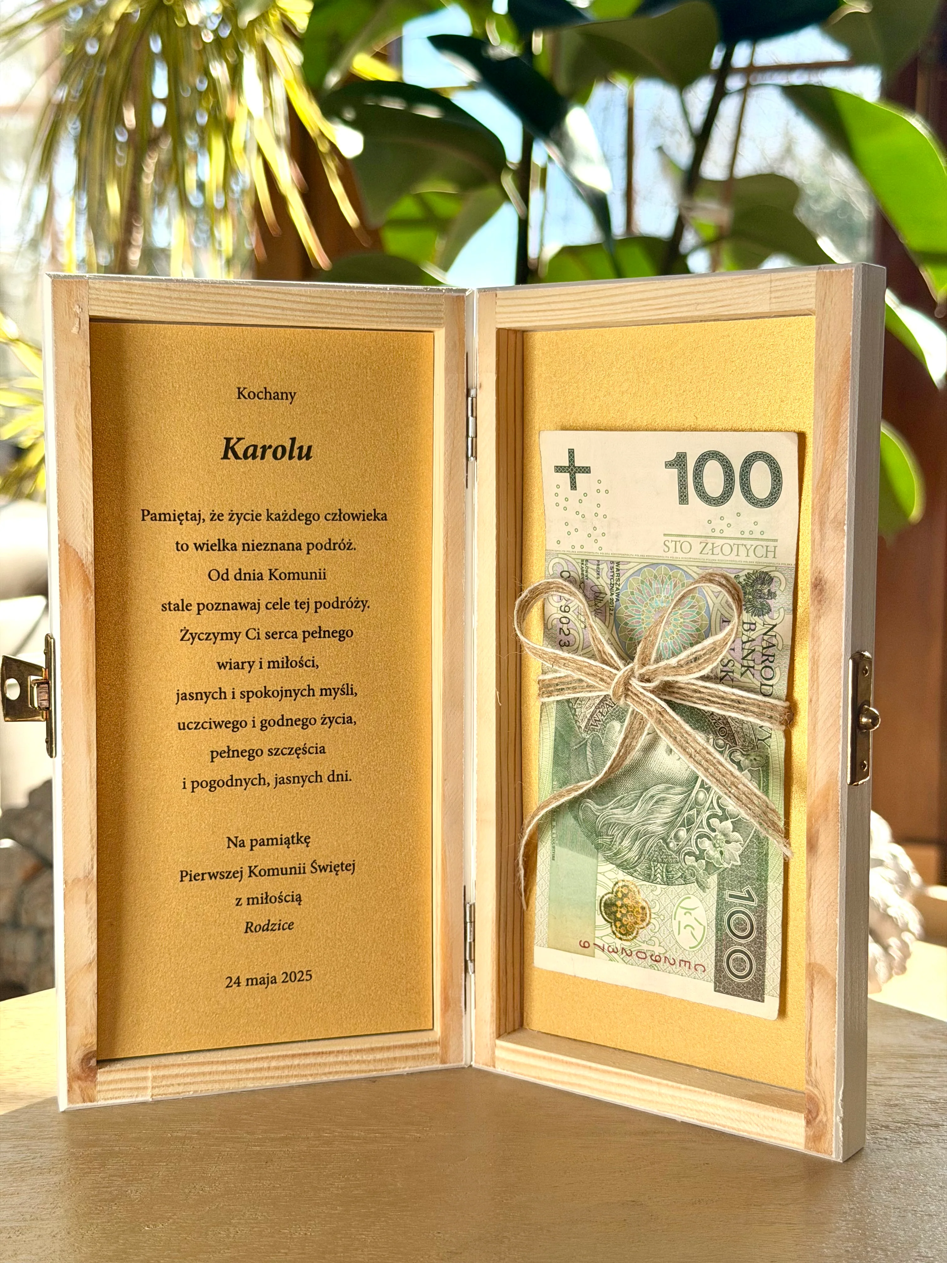Pamiątka I Komunii Świętej - drewniane pudełko na banknoty - Image 2