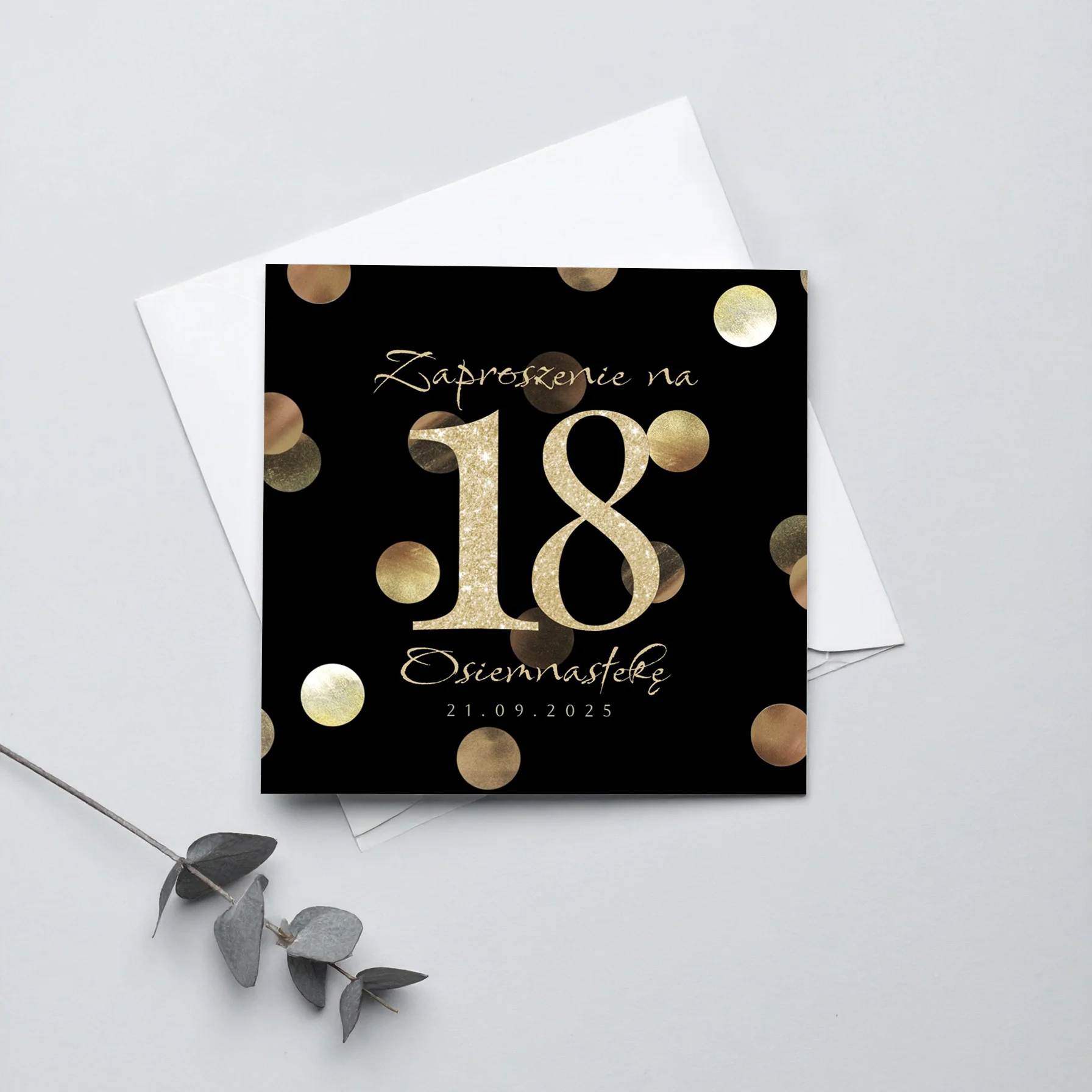 Zaproszenie na 18 urodziny 15x15 z kopertą  -  Konfetti - Image 4