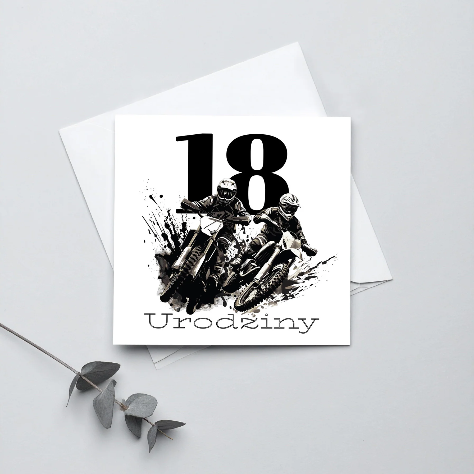 Zaproszenie na 18 urodziny 15x15 z kopertą  -  Motocykl - Image 3